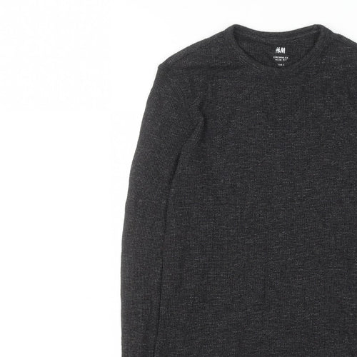 H&M Men’s Black Slim Fit Crew Neck Long Sleeve Jumper Size S