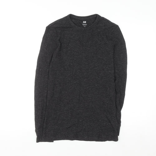 H&M Men’s Black Slim Fit Crew Neck Long Sleeve Jumper Size S