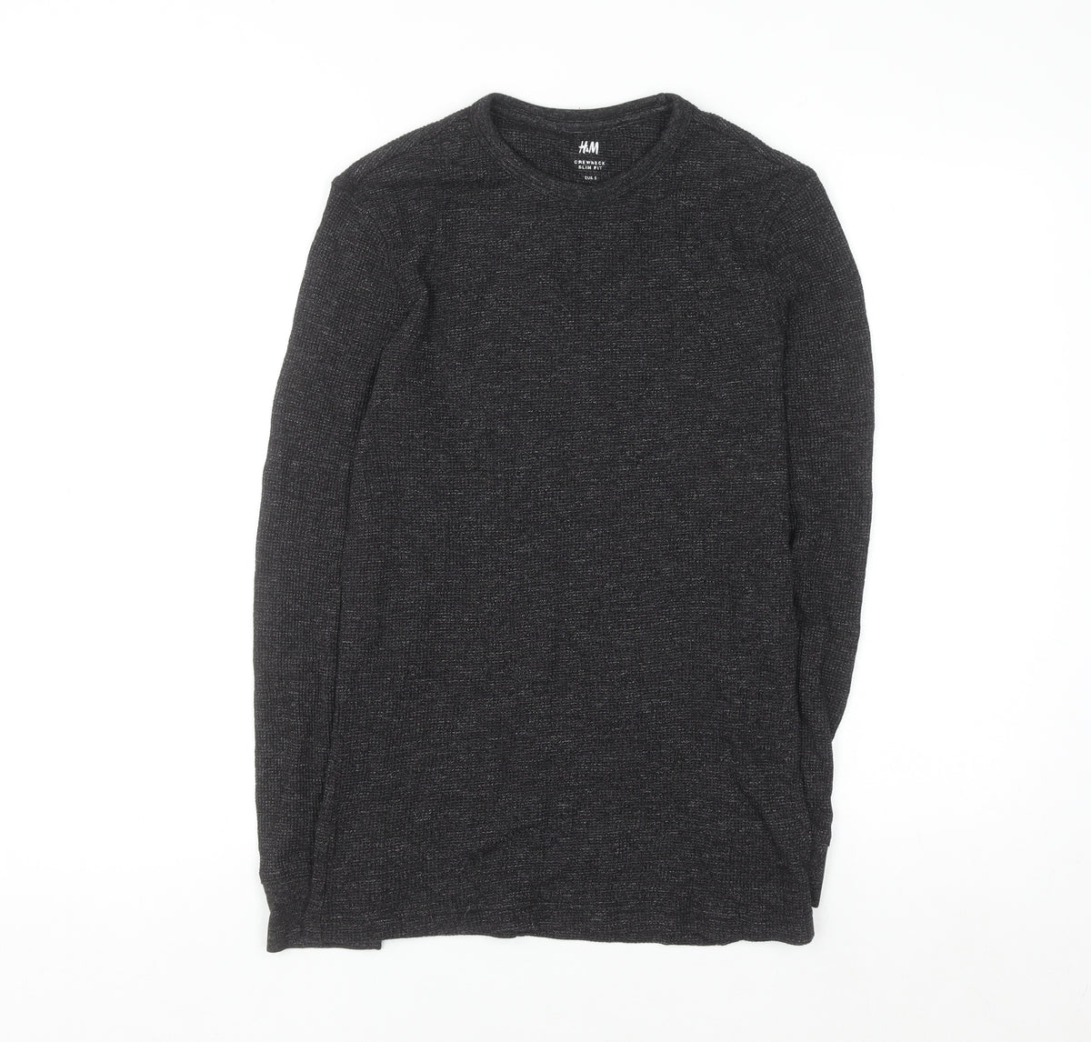 H&M Men’s Black Slim Fit Crew Neck Long Sleeve Jumper Size S