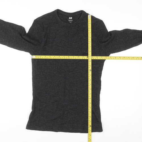 H&M Men’s Black Slim Fit Crew Neck Long Sleeve Jumper Size S