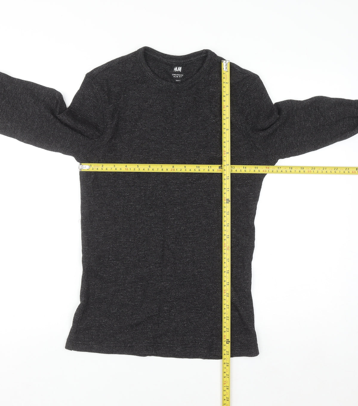 H&M Men’s Black Slim Fit Crew Neck Long Sleeve Jumper Size S