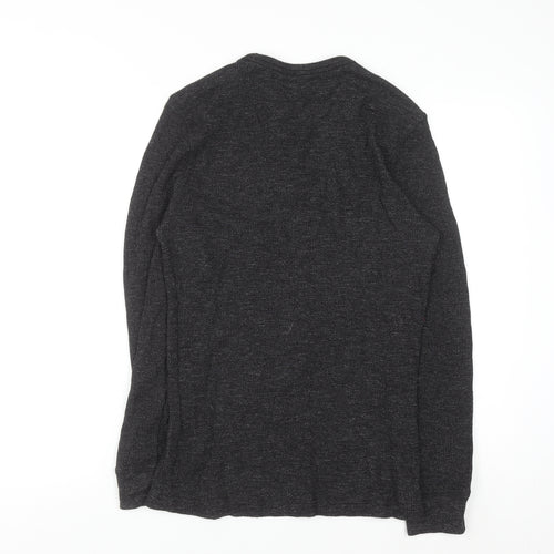 H&M Men’s Black Slim Fit Crew Neck Long Sleeve Jumper Size S
