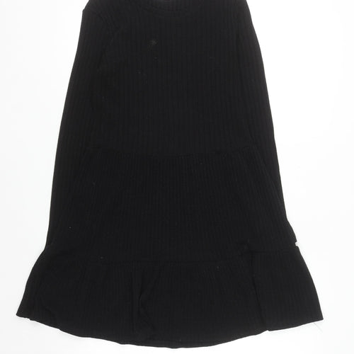 Zara Women Black Long Sleeve Skater Dress Size S