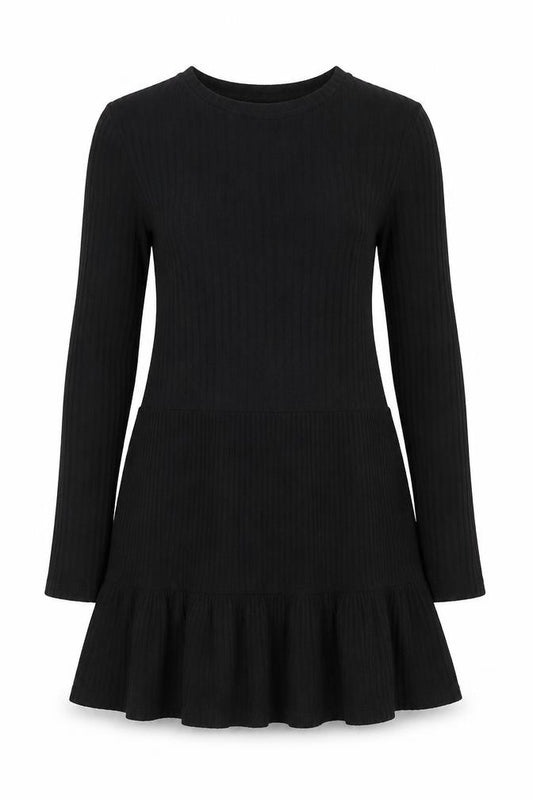 Front view of Zara Women Black Long Sleeve Skater Dress, size S