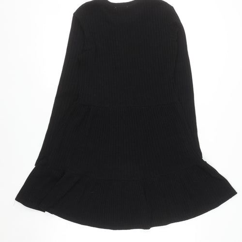 Zara Women Black Long Sleeve Skater Dress Size S