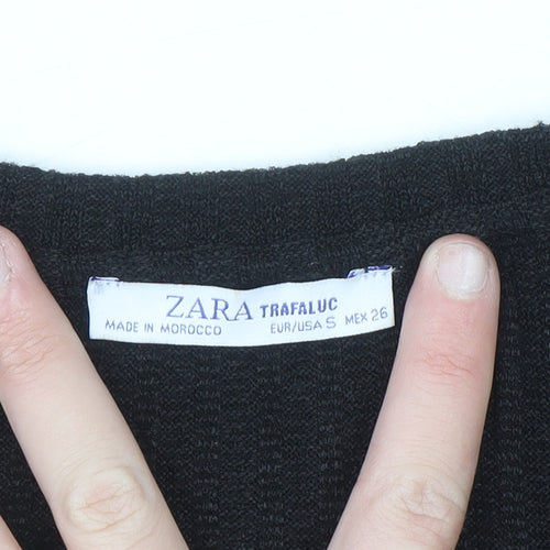 Zara Women Black Long Sleeve Skater Dress Size S