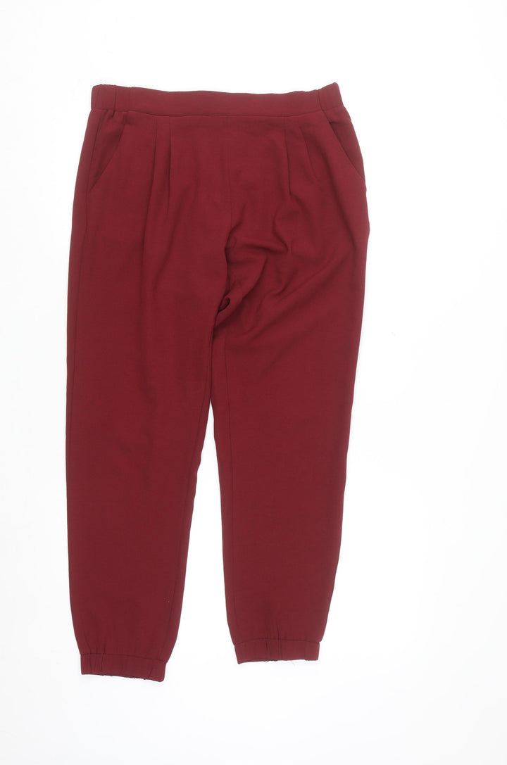 Tally Weijl Womens Red Jogger Trousers Size 12 Polyester Crepe