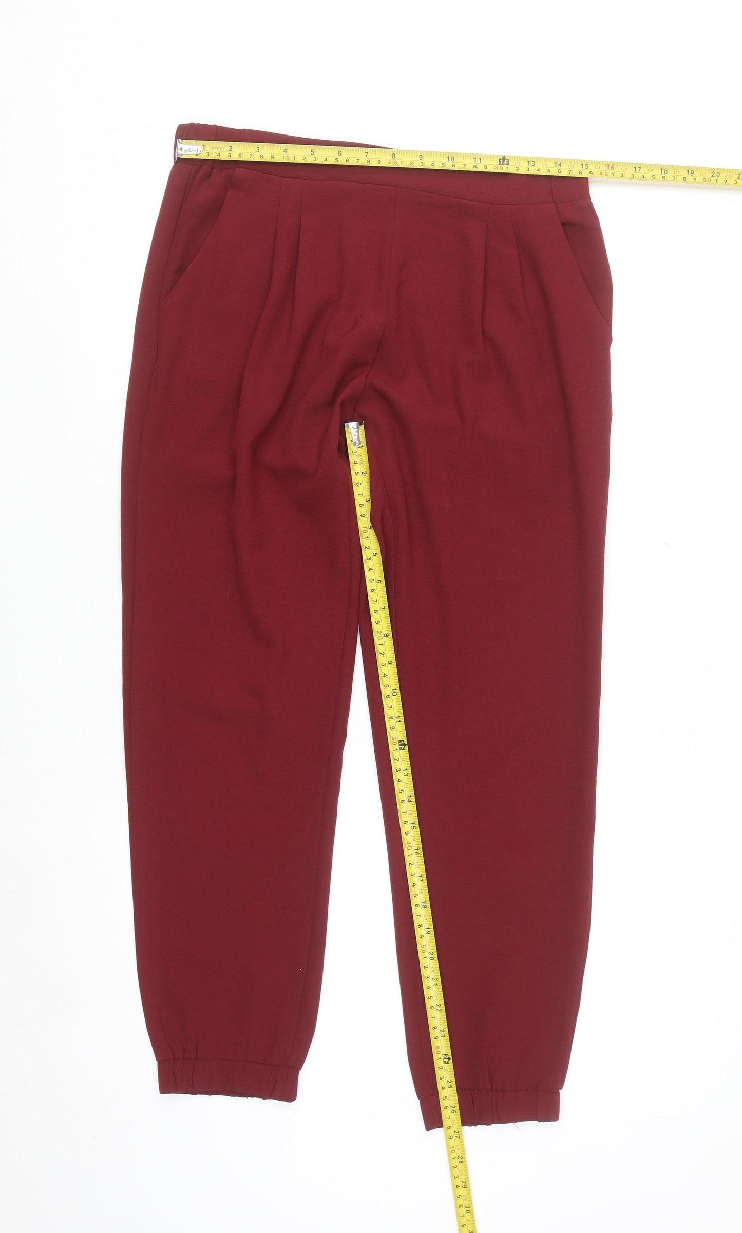 Tally Weijl Womens Red Jogger Trousers Size 12 Polyester Crepe