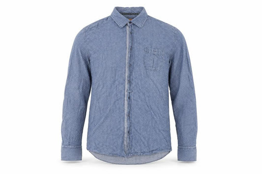 Front view of Hugo Boss Men's Blue Polka Dot Slim Fit Cotton Long Sleeve Shirt XL
