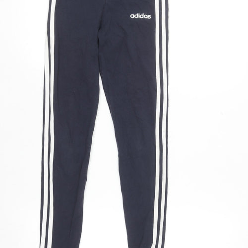 Adidas Girls Black Ankle Leggings 11-12 Years Side Stripe Stretch Sportswear