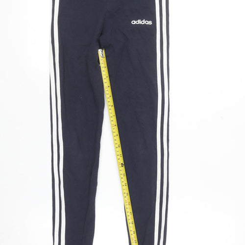 Adidas Girls Black Ankle Leggings 11-12 Years Side Stripe Stretch Sportswear