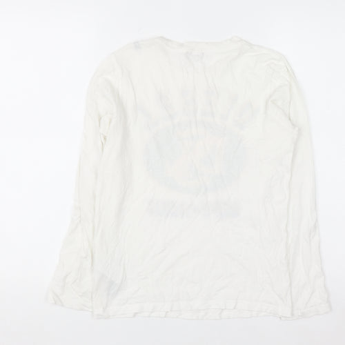 Diesel Women's White Long Sleeve Cotton Graphic T-Shirt Size 12