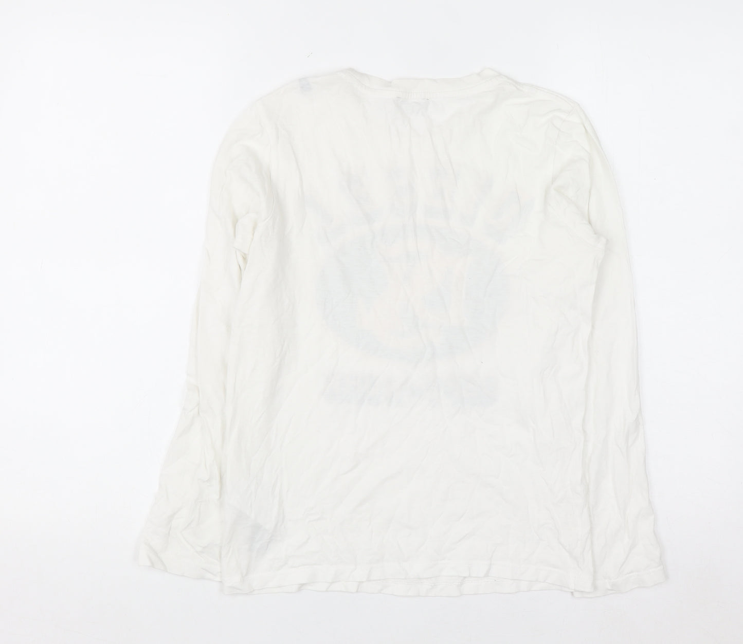 Diesel Women's White Long Sleeve Cotton Graphic T-Shirt Size 12