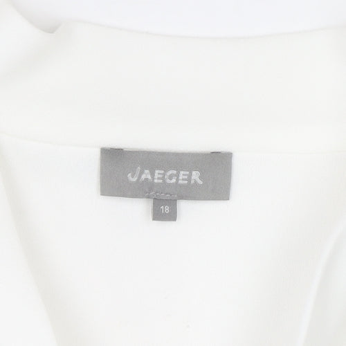 Jaeger Women's White Short Sleeve Tie Neck Blouse UK 18