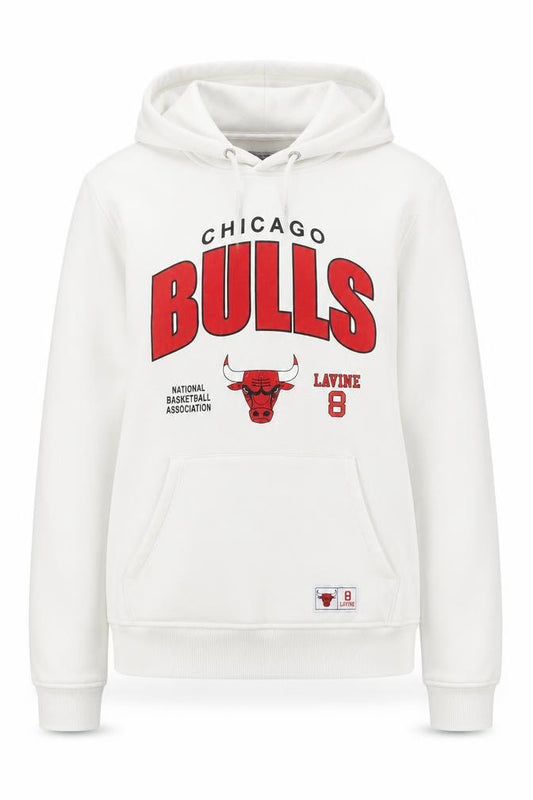 Front view of NBA Chicago Bulls Women's White Small Pullover Hoodie