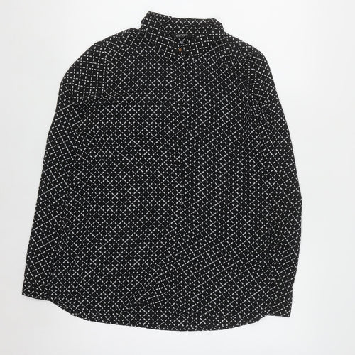 Esmara Women's Black Geometric Long Sleeve Button-Up Shirt Size 12