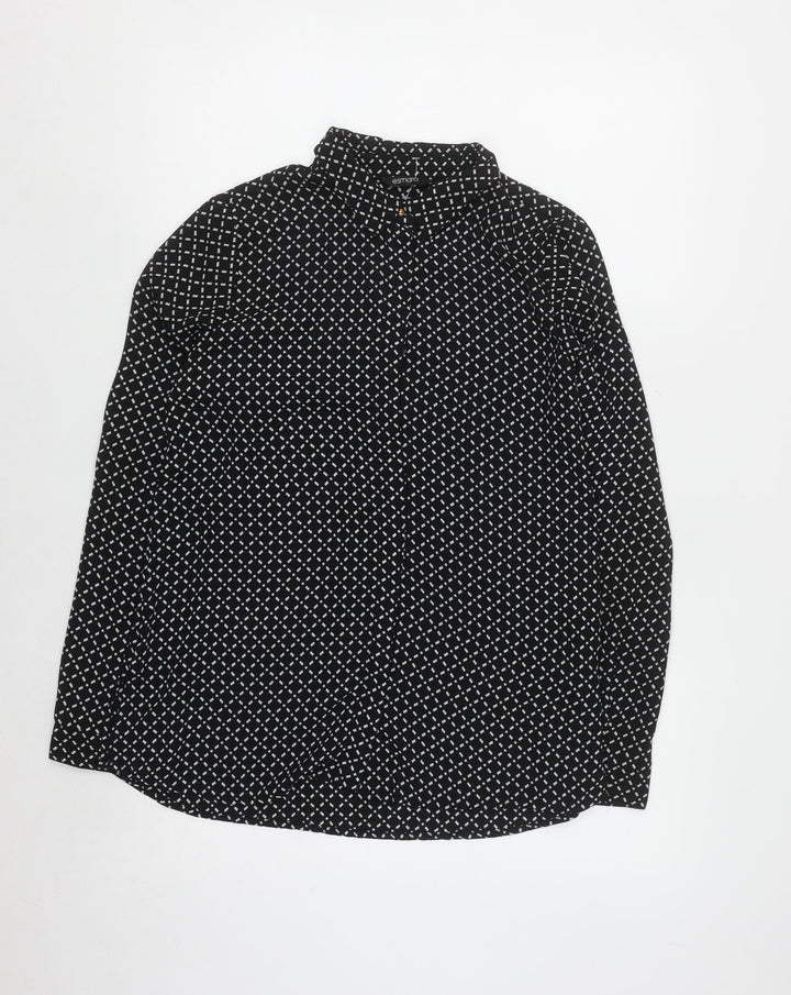 Esmara Women's Black Geometric Long Sleeve Button-Up Shirt Size 12