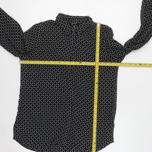 Esmara Women's Black Geometric Long Sleeve Button-Up Shirt Size 12