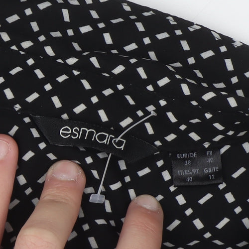 Esmara Women's Black Geometric Long Sleeve Button-Up Shirt Size 12
