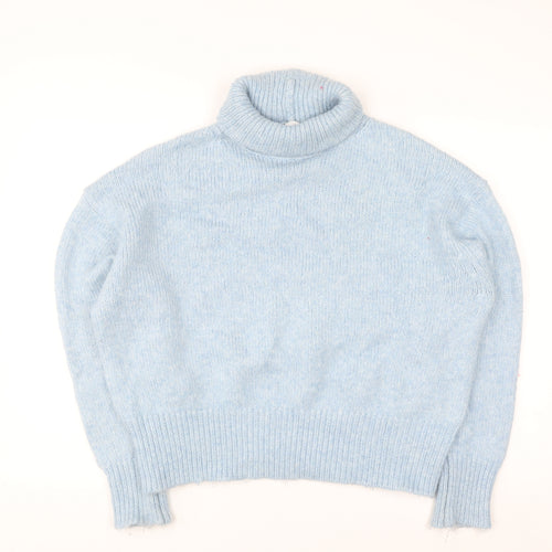 Zara Women Blue Roll Neck Long Sleeve Knit Jumper Size S