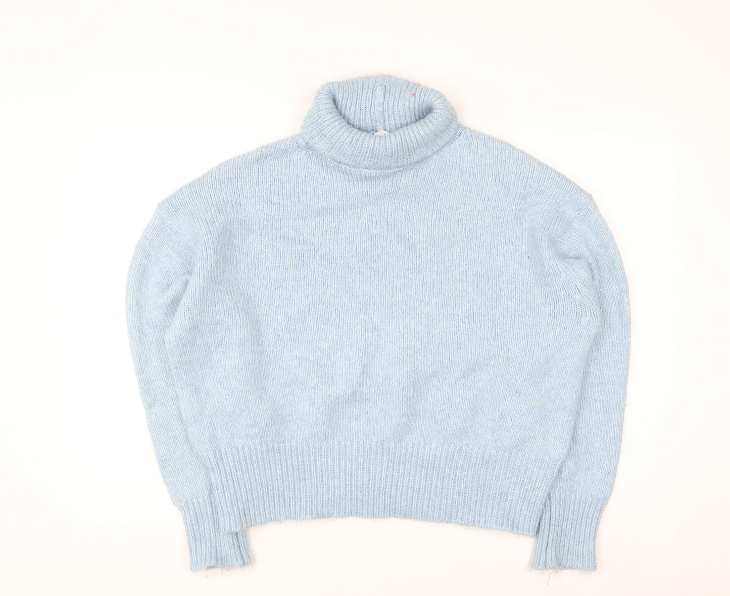Zara Women Blue Roll Neck Long Sleeve Knit Jumper Size S