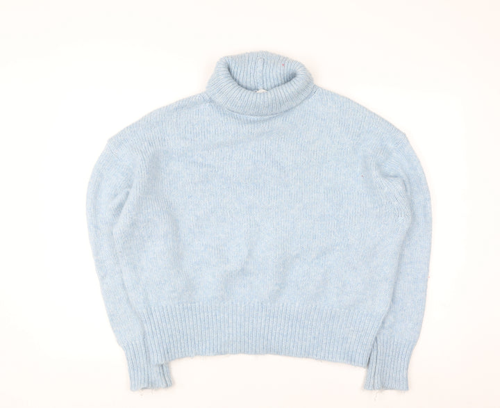 Zara Women Blue Roll Neck Long Sleeve Knit Jumper Size S