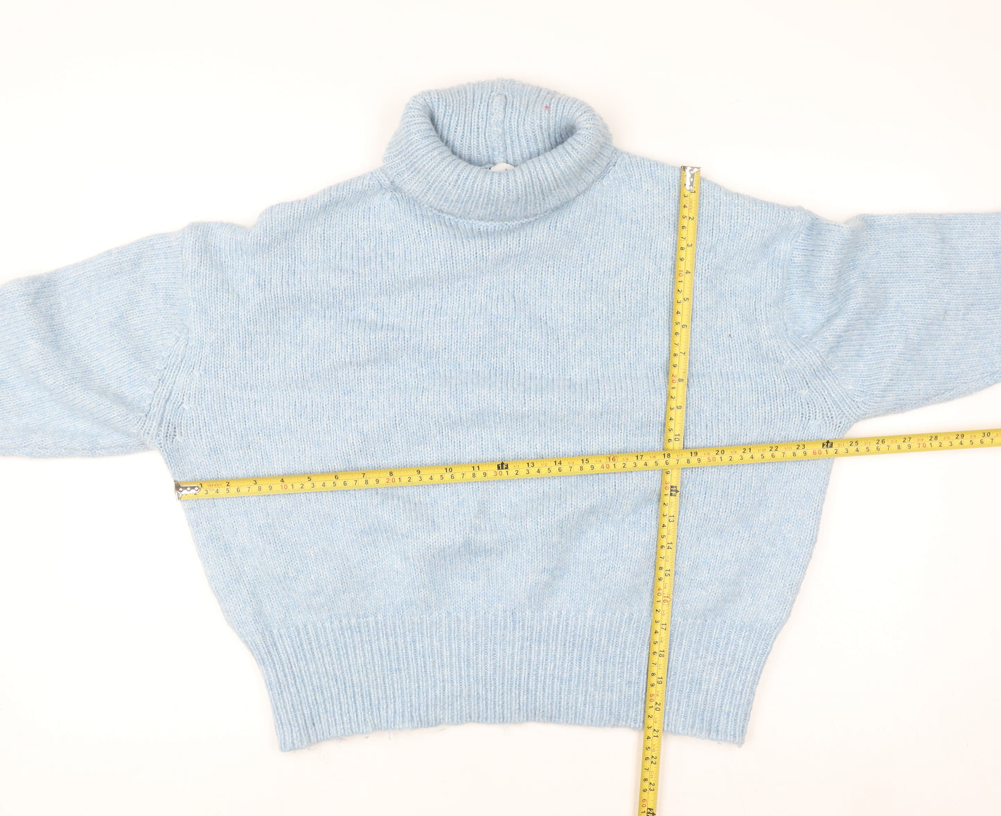 Zara Women Blue Roll Neck Long Sleeve Knit Jumper Size S