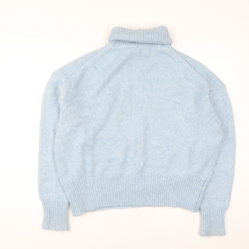 Zara Women Blue Roll Neck Long Sleeve Knit Jumper Size S
