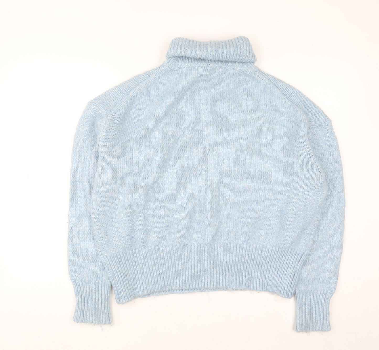 Zara Women Blue Roll Neck Long Sleeve Knit Jumper Size S