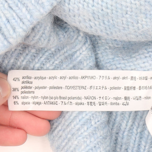 Zara Women Blue Roll Neck Long Sleeve Knit Jumper Size S