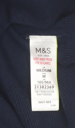 Marks and Spencer Women Blue V-Neck Cotton Jumper Size M