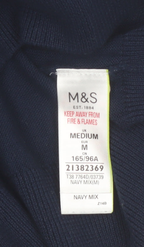 Marks and Spencer Women Blue V-Neck Cotton Jumper Size M
