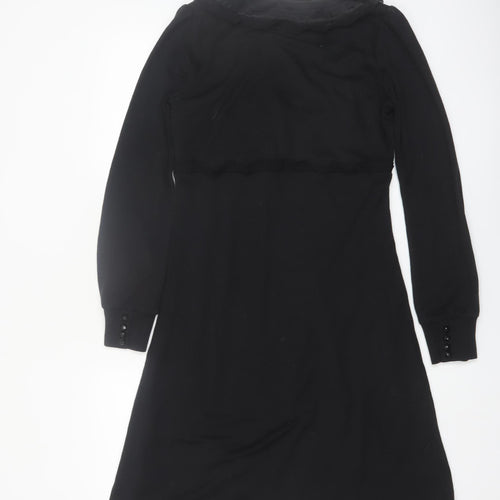 InWear Women's Black V-Neck Long Sleeve Knee Length A-Line Dress S
