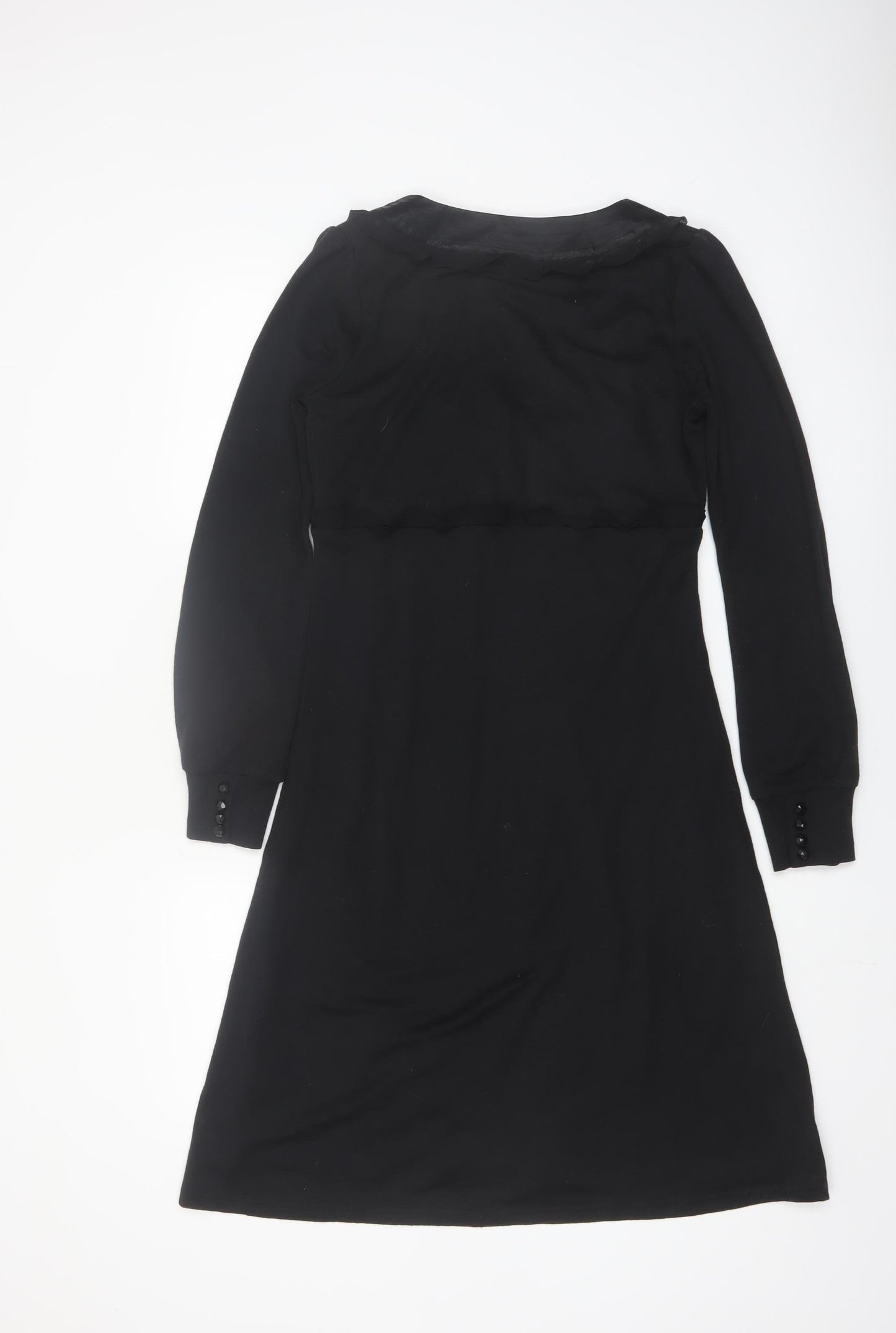 InWear Women's Black V-Neck Long Sleeve Knee Length A-Line Dress S