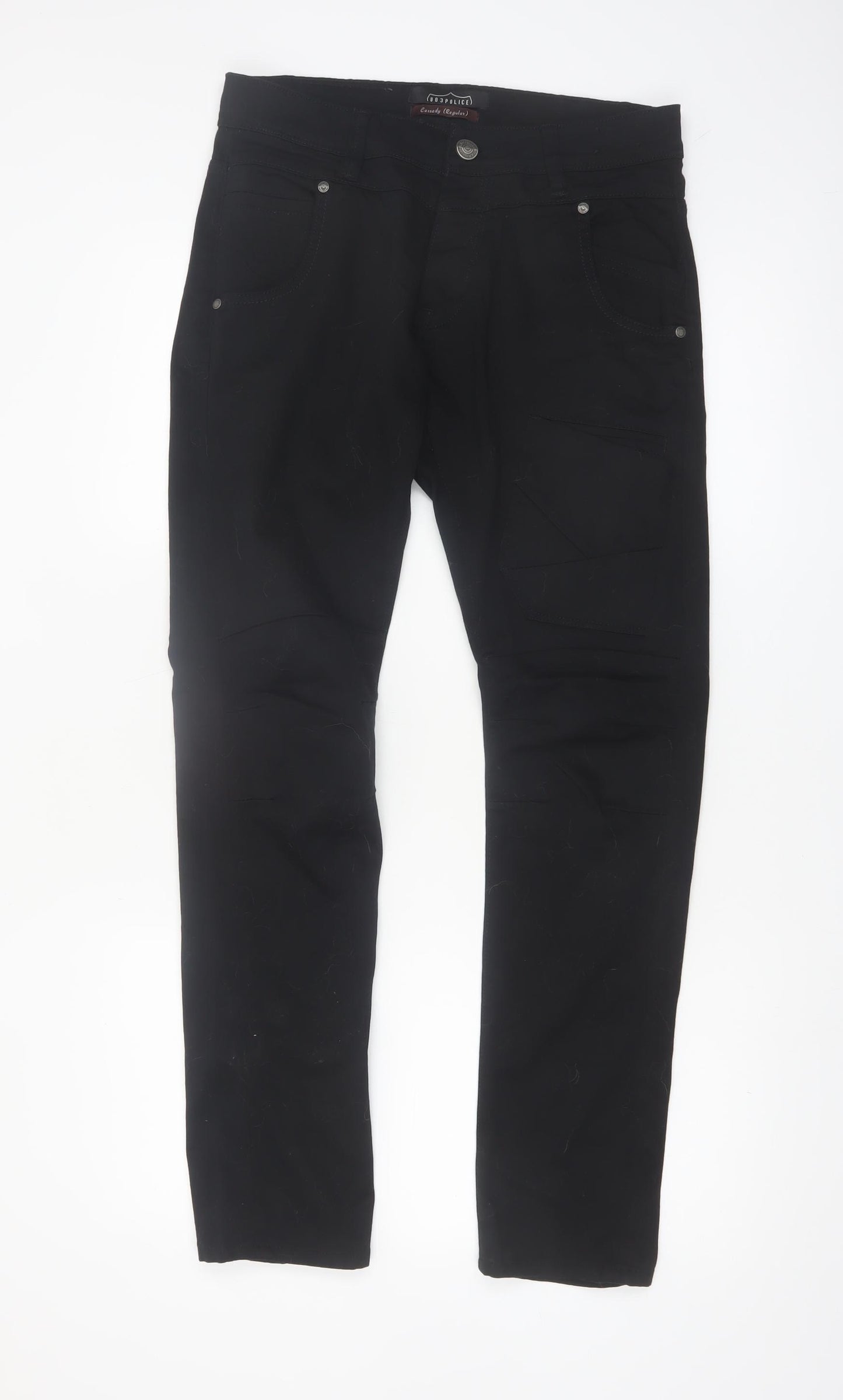 883 Police Men's Black Regular Fit Cassady Trousers W30