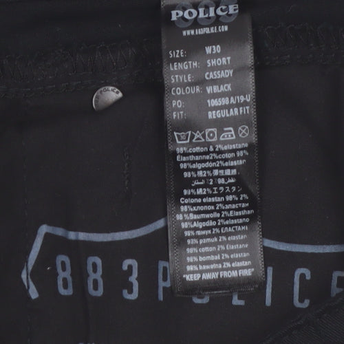 883 Police Men's Black Regular Fit Cassady Trousers W30