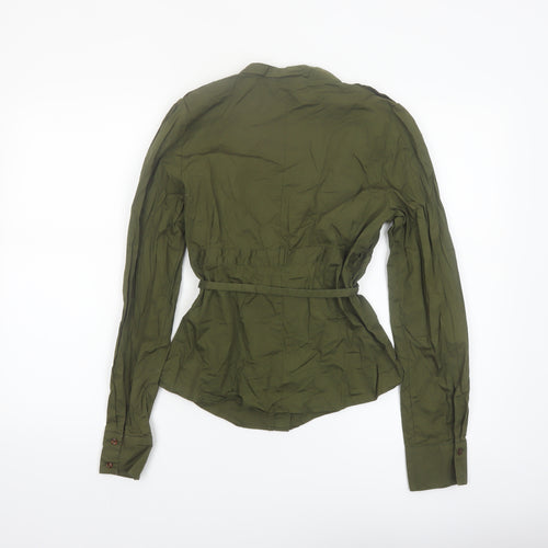 Kookai Women's Green Wrap Button-Up Blouse Size 12 Long Sleeve