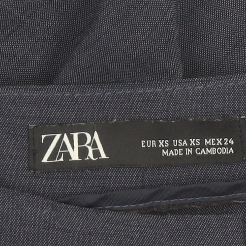 Zara Women Blue XS Slim Fit Trousers with Ruffle Pockets