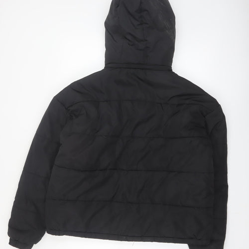 Boohoo Women’s Black Puffer Jacket Hooded Size 14 Winter Coat