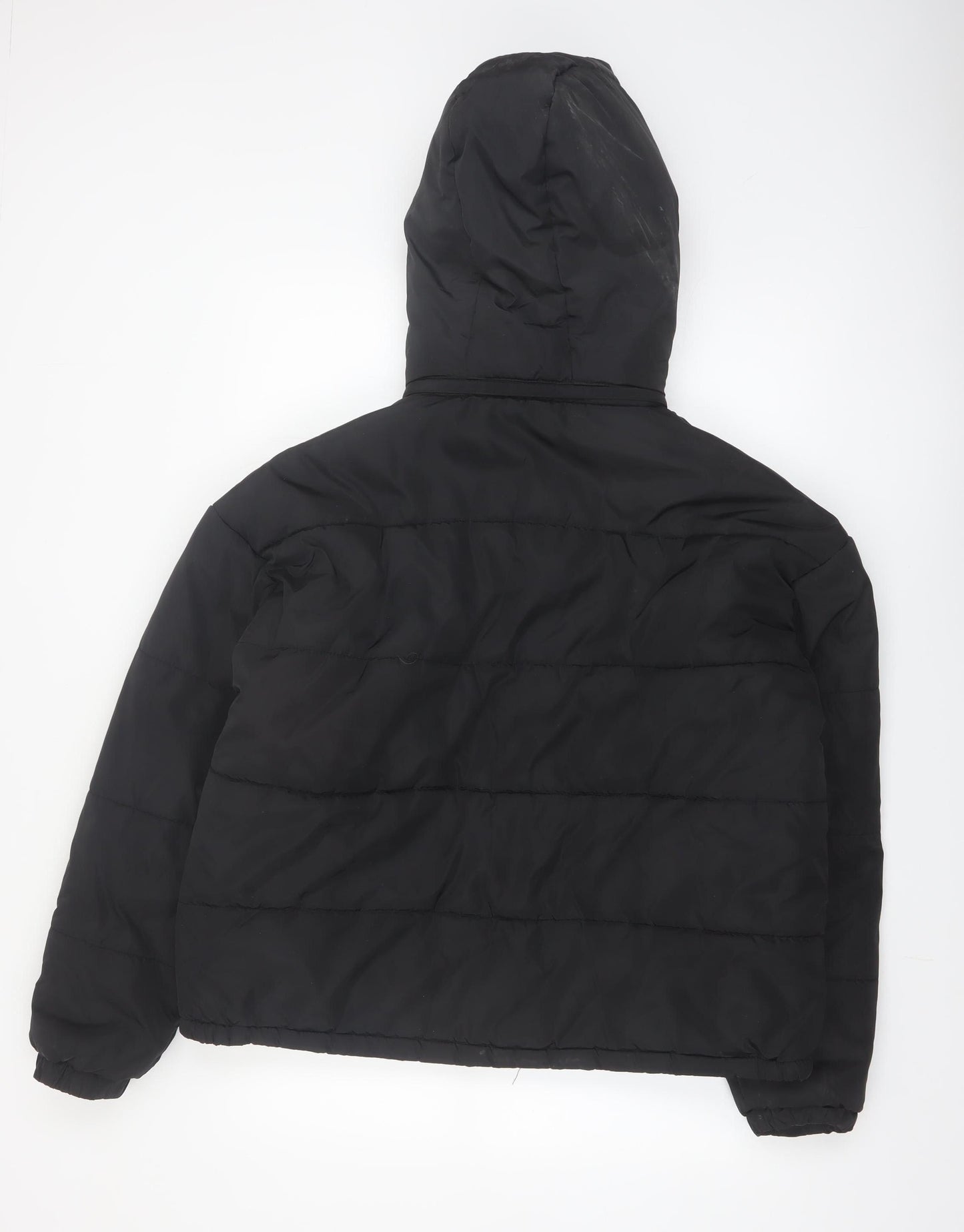 Boohoo Women’s Black Puffer Jacket Hooded Size 14 Winter Coat