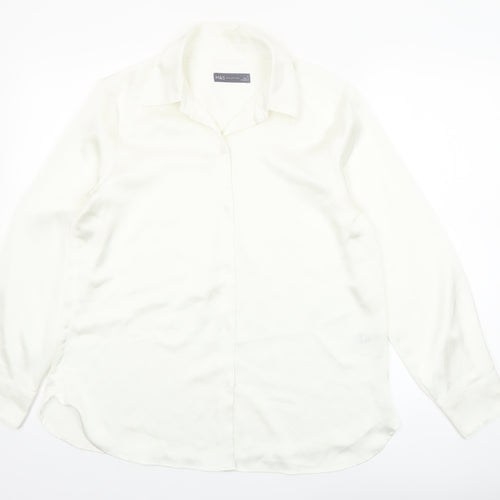 Marks and Spencer Women's Ivory Size 12 Long Sleeve Button-Up Shirt