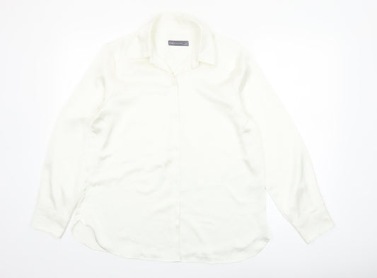 Marks and Spencer Women's Ivory Size 12 Long Sleeve Button-Up Shirt
