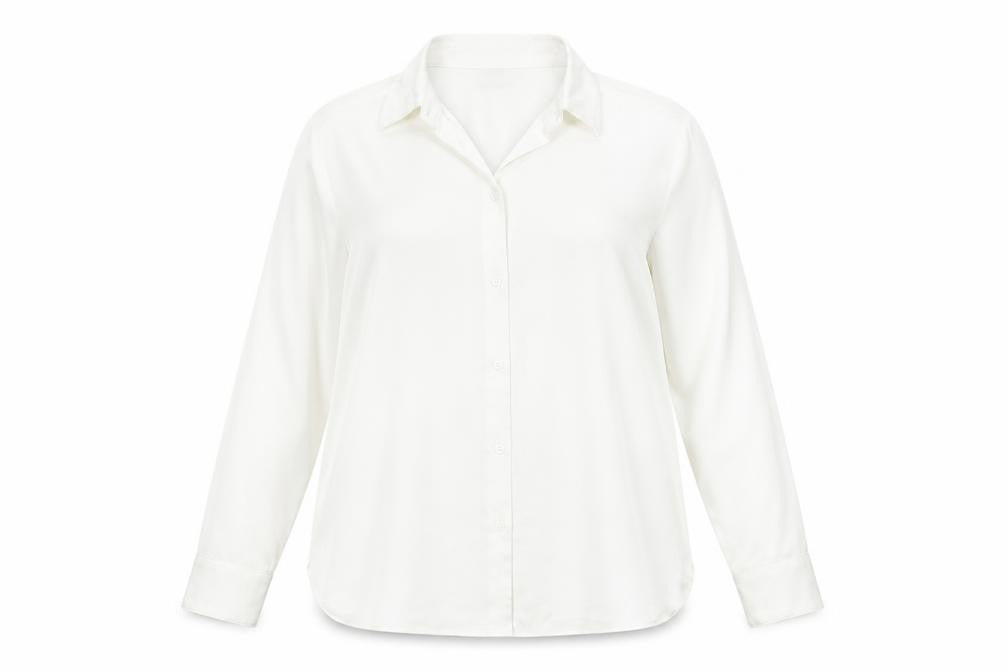 Front view of Marks & Spencer Women's Ivory, size 12, Long Sleeve Button-Up Shirt