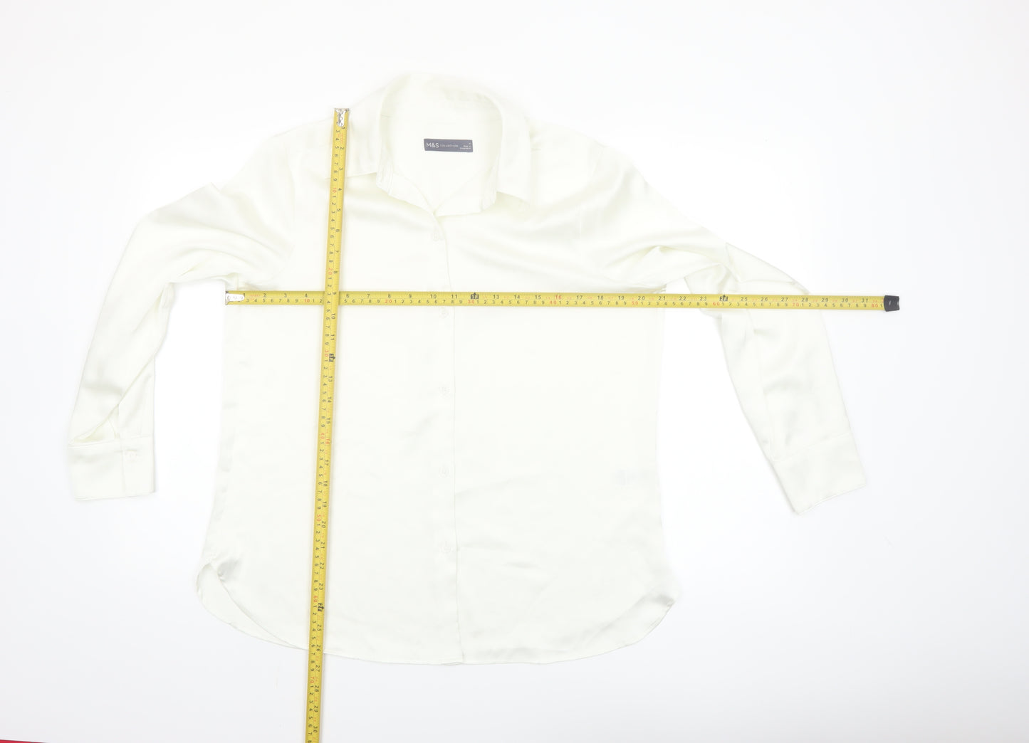 Marks and Spencer Women's Ivory Size 12 Long Sleeve Button-Up Shirt