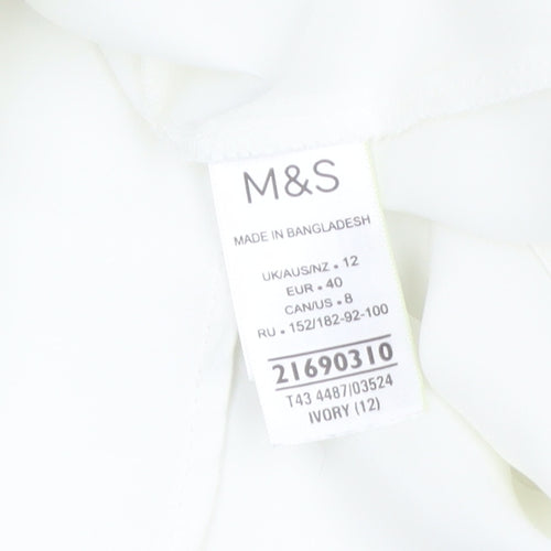 Marks and Spencer Women's Ivory Size 12 Long Sleeve Button-Up Shirt