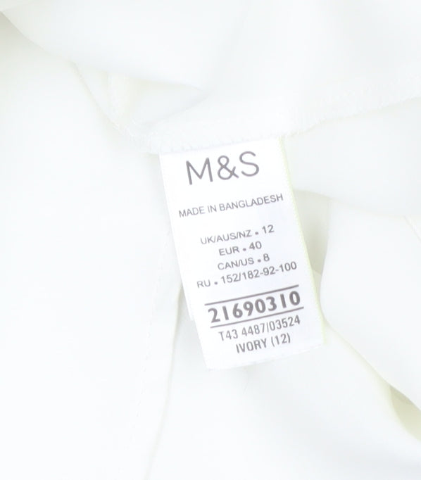 Marks and Spencer Women's Ivory Size 12 Long Sleeve Button-Up Shirt