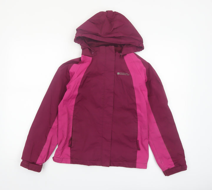 Mountain Warehouse Girls Pink Waterproof Hooded Rain Coat Jacket 11-12 Years