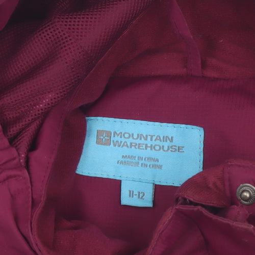Mountain Warehouse Girls Pink Waterproof Hooded Rain Coat Jacket 11-12 Years