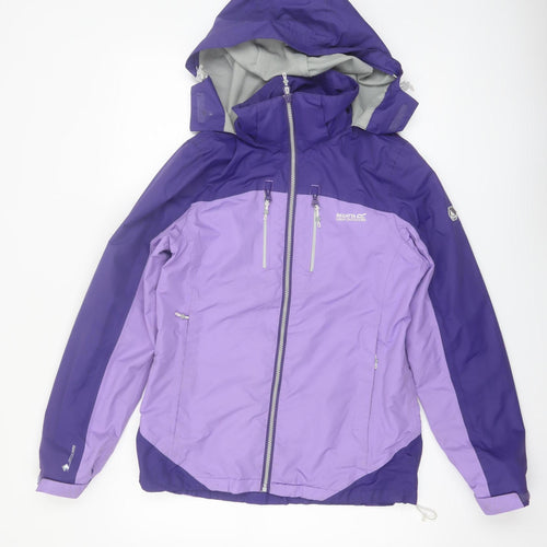 Regatta Women's Purple Waterproof Hooded Rain Jacket Size 10