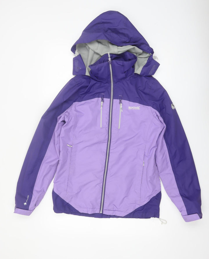 Regatta Women's Purple Waterproof Hooded Rain Jacket Size 10